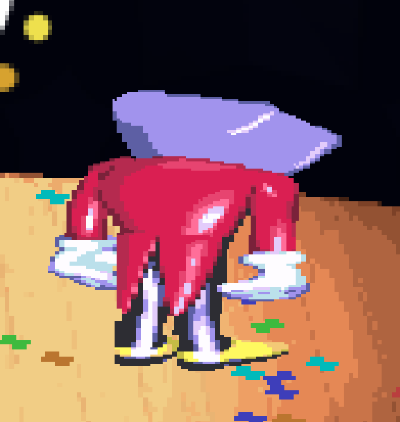 tenna from deltarune chapter three with his back to the camera in sorrow and sadness